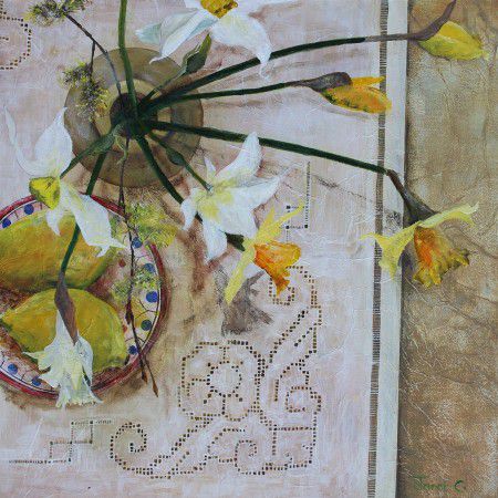 Daffs and Willow — Janet Cleghorn