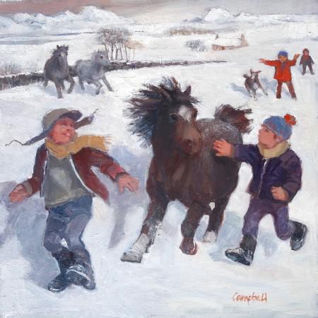 Pony Racing in the Snow - Catriona Campbell